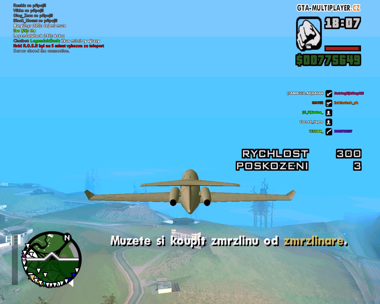 Letim v letadle a BUM!!! Vyhozen za Teleport :d