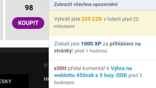 Výhra 225czk s 15losy